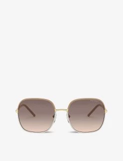 PRADA PR 67XS 58 Rectangle-frame Metal Sunglasses For Womens White