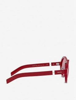 PRADA PR 10XS 50 Duple Acetate Round-frame Sunglasses For Womens Red -Deals PRADA Store unnamed file 1047