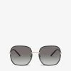 PRADA PR 67XS 58 Rectangle-frame Metal Sunglasses For Womens Black