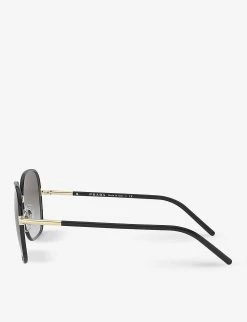 PRADA PR 67XS 58 Rectangle-frame Metal Sunglasses For Womens Black -Deals PRADA Store unnamed file 1070
