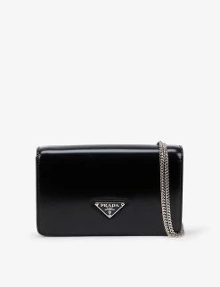 PRADA Logo-plaque Micro Leather Shoulder Bag For Womens Nero