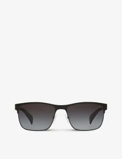 PRADA PR 51OS Rectangle-frame Metal Sunglasses For Womens Black