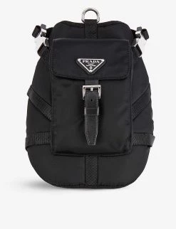 PRADA Re-Nylon Branded Recycled-nylon Dog Backpack For Womens Nero