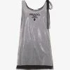 PRADA Logo-branded Glass, Metal And Silk Mini Dress For Womens Argento