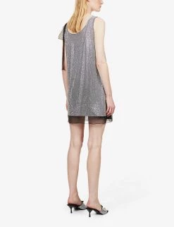 PRADA Logo-branded Glass, Metal And Silk Mini Dress For Womens Argento -Deals PRADA Store unnamed file 140
