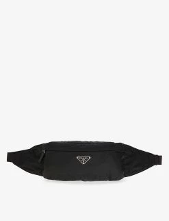 PRADA Brand-plaque Zipped Recycled-nylon Bum Bag For Mens Nero