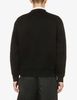 PRADA Logo-embossed Relaxed-fit Cotton-jersey Sweatshirt For Mens Nero -Deals PRADA Store unnamed file 162