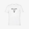 PRADA Logo-print Round-neck Cotton-jersey T-shirt For Womens Bianco