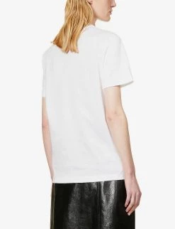 PRADA Logo-print Round-neck Cotton-jersey T-shirt For Womens Bianco -Deals PRADA Store unnamed file 224