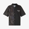 PRADA Camouflage-print Short-sleeved Cotton-poplin Shirt For Mens Fumo