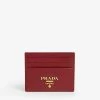 PRADA Logo Saffiano Leather Cardholder For Womens Fuoco