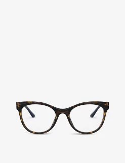 PRADA PR 05WV Round-frame Acetate Optical Glasses For Womens Brown