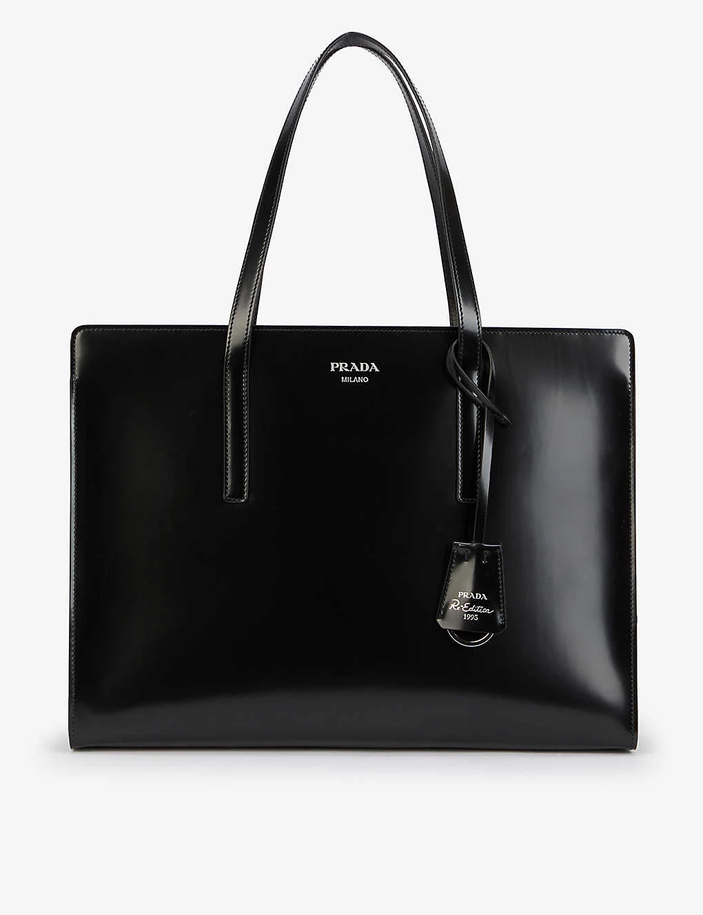 PRADA Spazzolato Caroline Leather Tote Bag For Womens Nero 3 PRADA Spazzolato Caroline Leather Tote Bag For Womens Nero