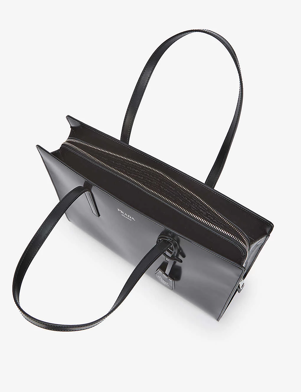 PRADA Spazzolato Caroline Leather Tote Bag For Womens Nero 6 PRADA Spazzolato Caroline Leather Tote Bag For Womens Nero - Image 4