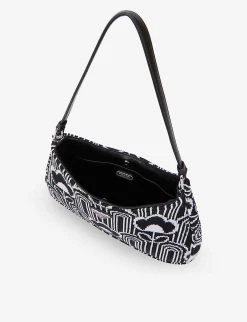 PRADA Cleo Patterned Jacquard Shoulder Bag For Womens Nero+bordeaux -Deals PRADA Store unnamed file 265