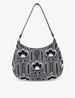 PRADA Cleo Patterned Jacquard Shoulder Bag For Womens Nero+bordeaux -Deals PRADA Store unnamed file 267