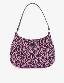 PRADA Cleo Patterned Jacquard Shoulder Bag For Womens Nero+bordeaux -Deals PRADA Store unnamed file 269