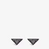 PRADA Logo-print Sterling-silver Studs Earrings For Womens Nero