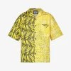 PRADA Banana-print Relaxed-fit Cotton-poplin Shirt For Mens Yellow