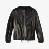 PRADA Brand-debossed Regular-fit Leather Hooded Bomber Jacket For Mens Nero