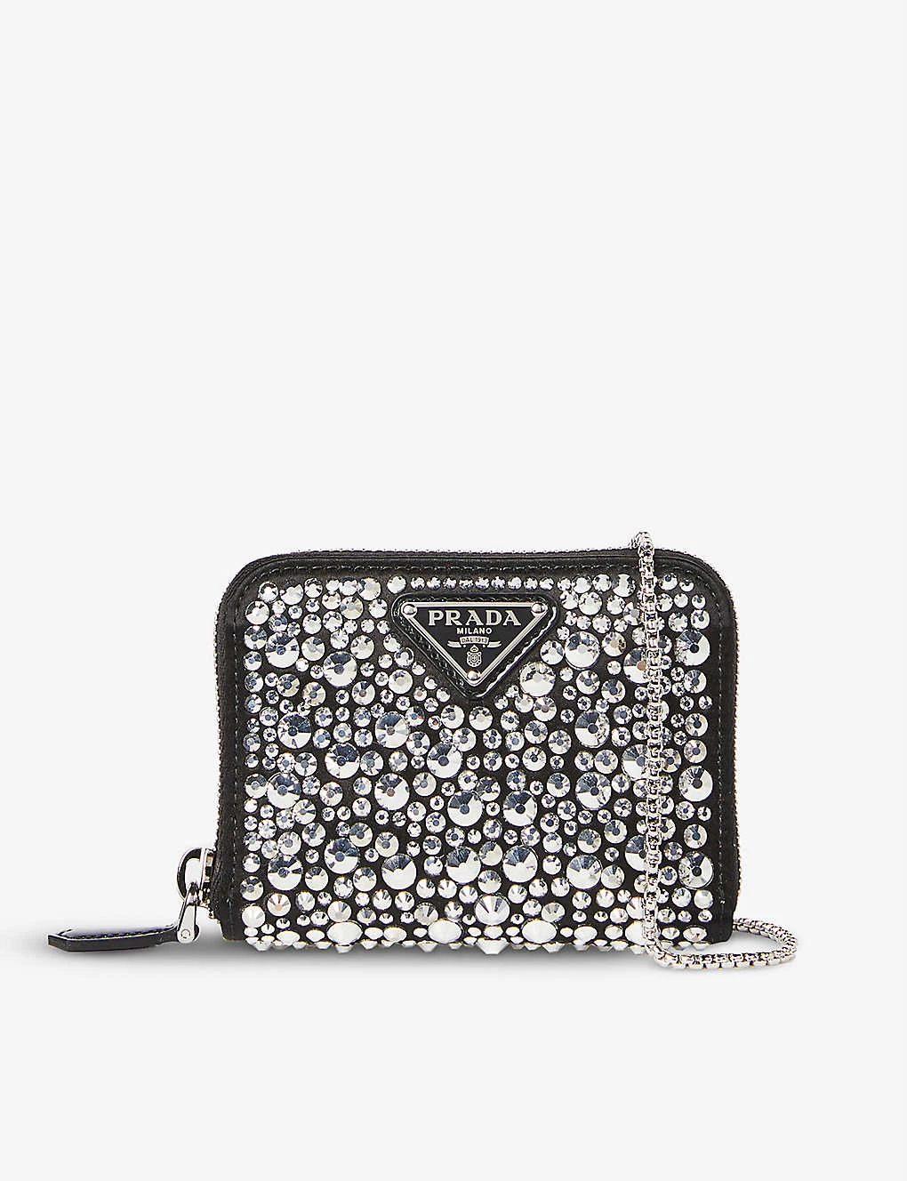 PRADA Crystal-embellished Woven Cross-body Purse For Womens Metal 3 PRADA Crystal-embellished Woven Cross-body Purse For Womens Metal