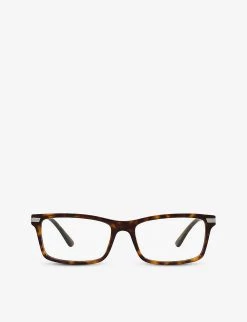 PRADA PR 03YV Rectangular-frame Acetate Glasses For Womens Brown