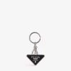 PRADA Brand-plaque Steel And Leather Keyring For Mens Nero