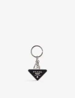 PRADA Brand-plaque Steel And Leather Keyring For Mens Nero -Deals PRADA Store unnamed file 355