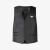 PRADA Brand-plaque Sleeveless Recycled-nylon Waistcoat For Mens Nero