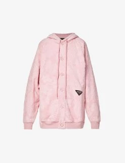 PRADA Floral-print Relaxed-fit Cotton-fleece Hoody For Mens Rosa