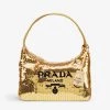 PRADA Re-Edition 2000 Re-Nylon Mini Sequinned Shoulder Bag For Womens Platino+nero