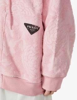 PRADA Floral-print Relaxed-fit Cotton-fleece Hoody For Mens Rosa -Deals PRADA Store unnamed file 383