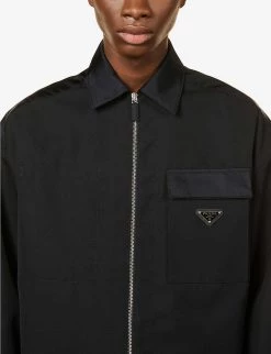 PRADA Brand-plaque Regular-fit Wool Shirt For Mens Nero -Deals PRADA Store unnamed file 389