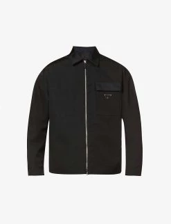 PRADA Brand-plaque Regular-fit Wool Shirt For Mens Nero -Deals PRADA Store unnamed file 390