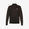 PRADA Brand-embroidered High-neck Silk-blend Jumper For Mens Nero