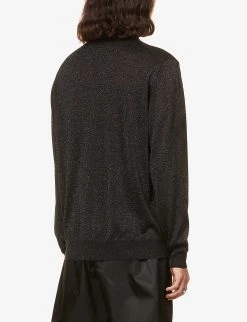 PRADA Brand-embroidered High-neck Silk-blend Jumper For Mens Nero -Deals PRADA Store unnamed file 394