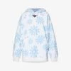 PRADA Floral-print Relaxed-fit Cotton-fleece Hoody For Mens Azzurro