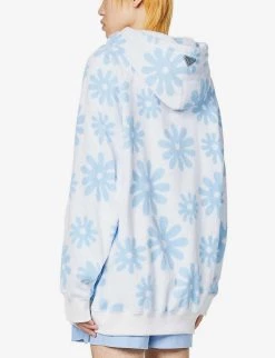 PRADA Floral-print Relaxed-fit Cotton-fleece Hoody For Mens Azzurro -Deals PRADA Store unnamed file 417