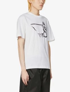 PRADA Symbol Graphic-print Cotton-jersey T-shirt For Mens Bianco -Deals PRADA Store unnamed file 423