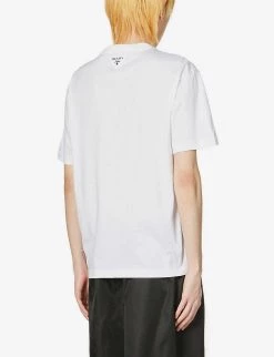PRADA Symbol Graphic-print Cotton-jersey T-shirt For Mens Bianco -Deals PRADA Store unnamed file 424