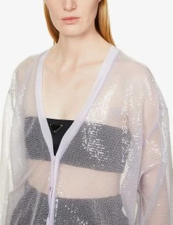 PRADA V-neck Sequin-embellished Woven Cardigan For Womens Lilla 12 PRADA V-neck Sequin-embellished Woven Cardigan For Womens Lilla -Deals PRADA Store unnamed file 465