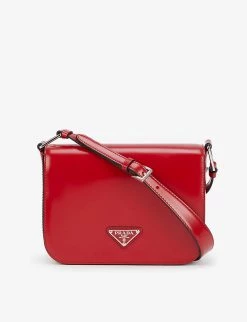 PRADA Spazzolato Leather Satchel Bag For Womens Scarlatto N