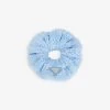 PRADA Branded-plaque Terry-textured Stretch-woven Scrunchie For Womens Celeste