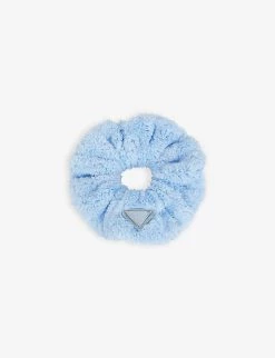 PRADA Branded-plaque Terry-textured Stretch-woven Scrunchie For Womens Celeste -Deals PRADA Store unnamed file 505