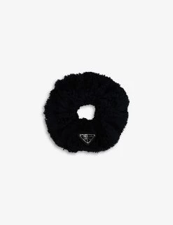 PRADA Branded-plaque Terry-textured Stretch-woven Scrunchie For Womens Celeste -Deals PRADA Store unnamed file 506
