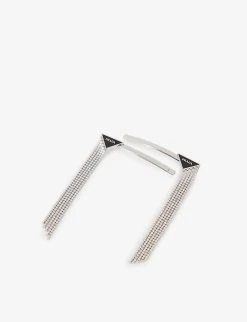 PRADA Branded Silver-toned Brass Hair Clips For Womens Nero + Crystal -Deals PRADA Store unnamed file 516