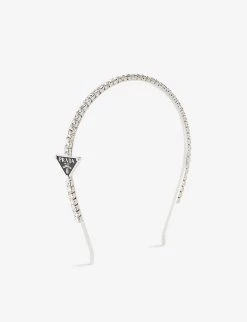 PRADA Logo-plaque Brass And Crystal Hairband Nero + Crystal -Deals PRADA Store unnamed file 558
