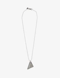 PRADA Brand-engraved Bead-chain Sterling-silver Pendant Necklace For Mens Argento