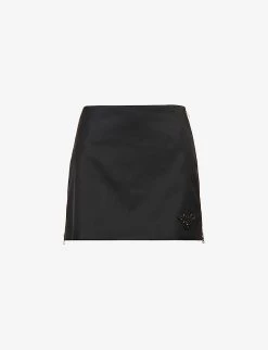 PRADA Bead-embellished Recycled-nylon Mini Skirt For Womens Nero