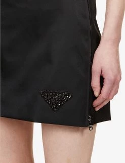 PRADA Bead-embellished Recycled-nylon Mini Skirt For Womens Nero -Deals PRADA Store unnamed file 569